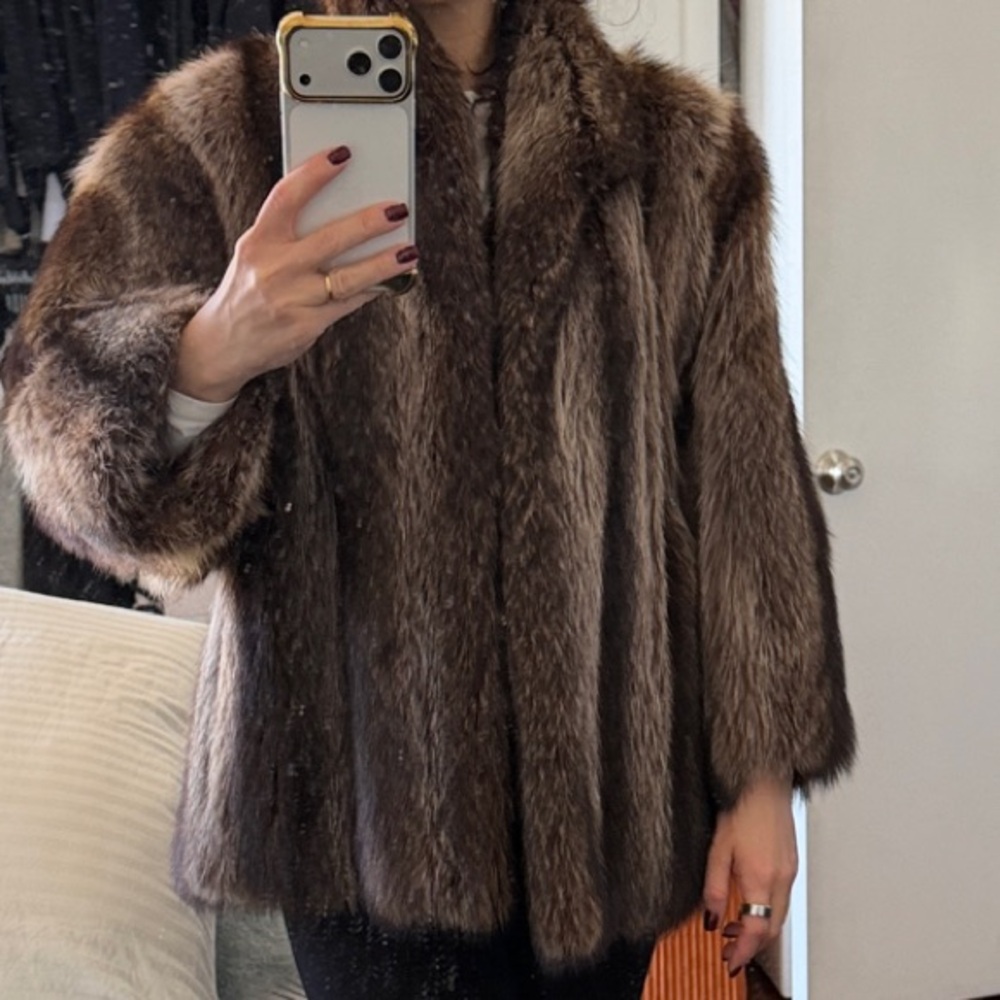 Brown Racoon Fur Coat - Picture 5 of 5